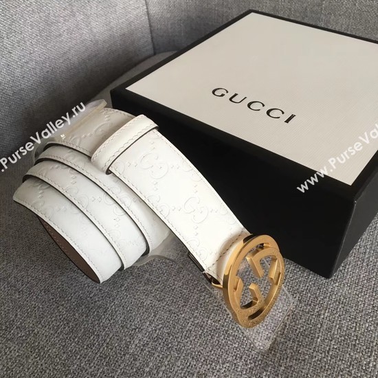 Gucci Signature leather belt 370543 white