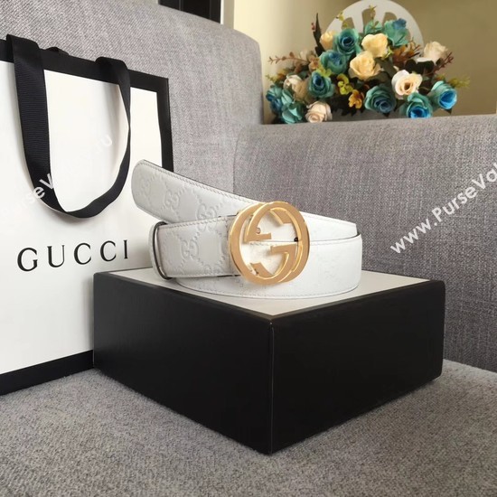 Gucci Signature leather belt 370543 white