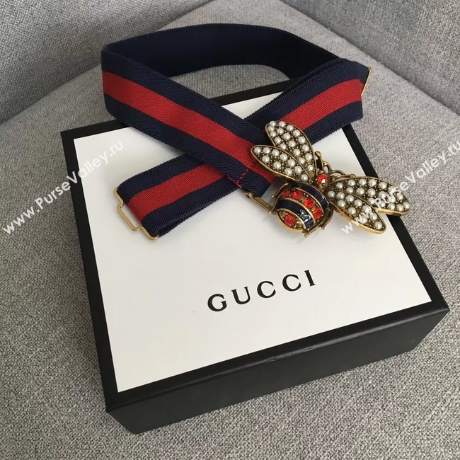 Gucci Sylvie Web belt with bee 453277 red&blue