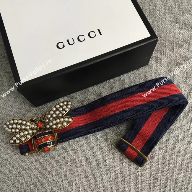 Gucci Sylvie Web belt with bee 453277 red&blue