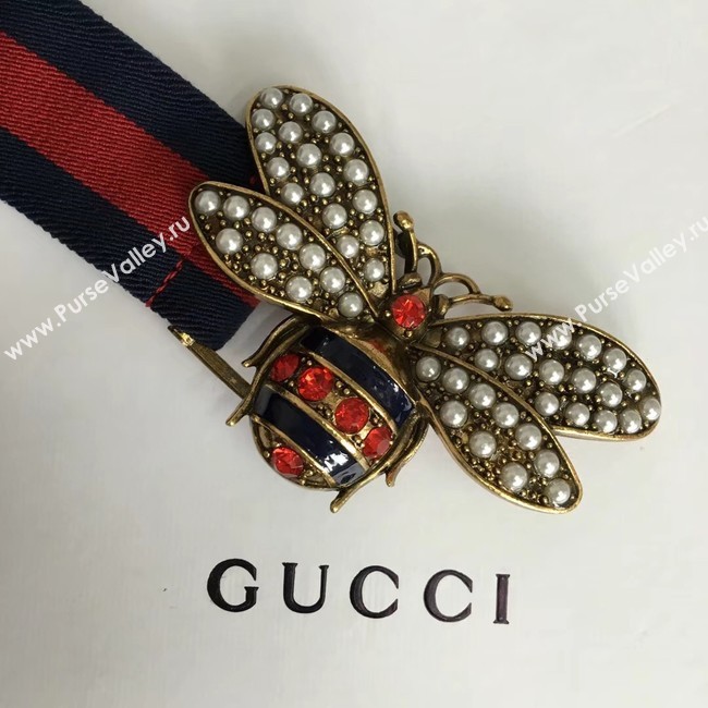 Gucci Sylvie Web belt with bee 453277 red&blue
