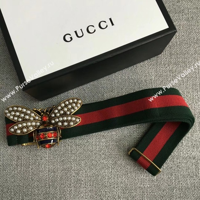 Gucci Sylvie Web belt with bee 453277 red&green