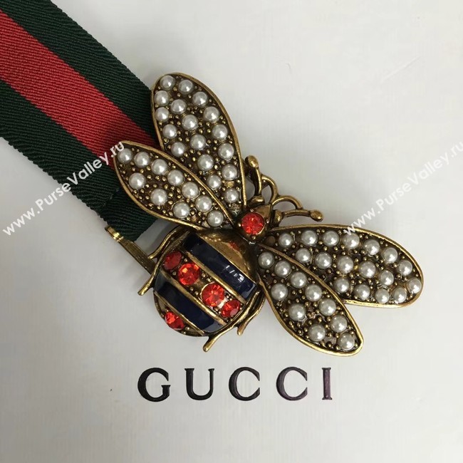 Gucci Sylvie Web belt with bee 453277 red&green