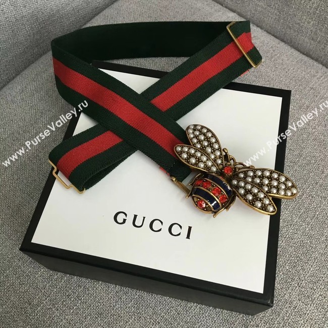 Gucci Sylvie Web belt with bee 453277 red&green