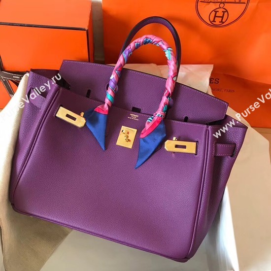 Hermes Birkin Tote Bag Original Togo Leather BK35 purple