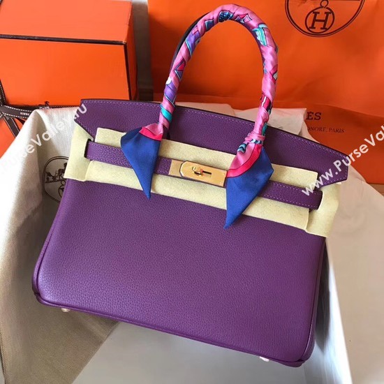 Hermes Birkin Tote Bag Original Togo Leather BK35 purple