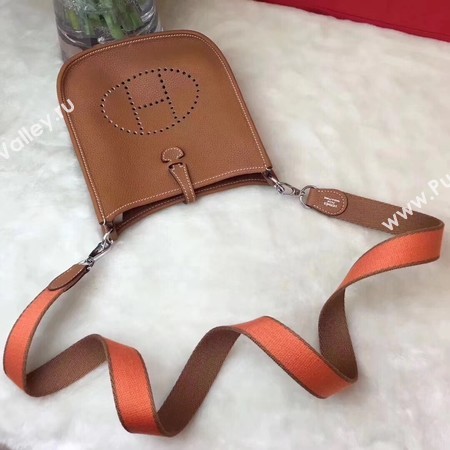 Hermes Evelyne mini 17cm Messenger Bag Original Calf Leather H1187 Light tan