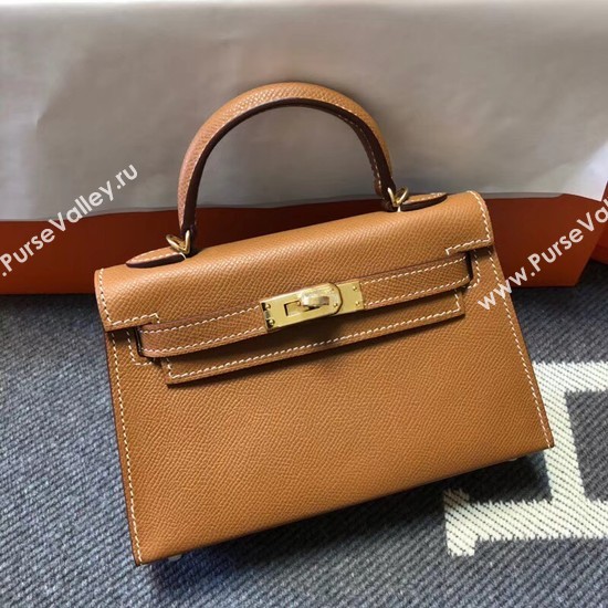 Hermes Kelly 20cm Tote Bag Original Epsom Leather KL20 Camel