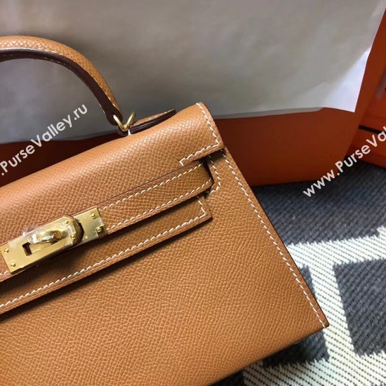 Hermes Kelly 20cm Tote Bag Original Epsom Leather KL20 Camel