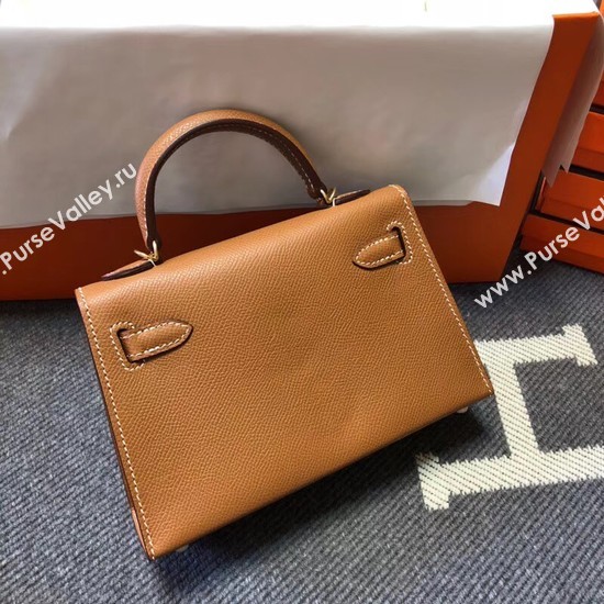 Hermes Kelly 20cm Tote Bag Original Epsom Leather KL20 Camel