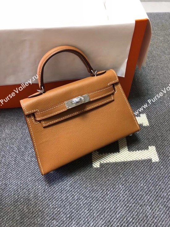 Hermes Kelly 20cm Tote Bag Original Epsom Leather KL20 Camel