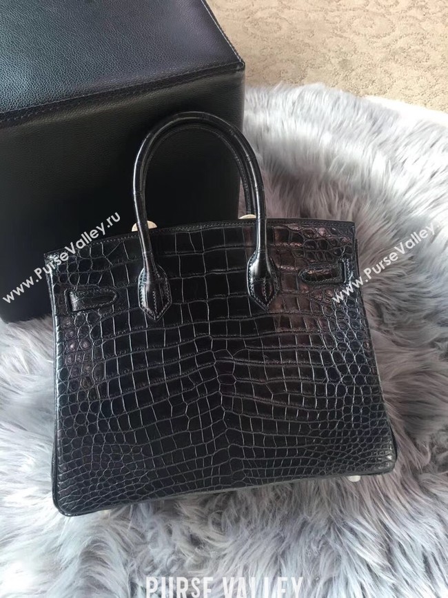 Hermes genuine 100% crocodile leather handmade birkin bag BK350 BLACK