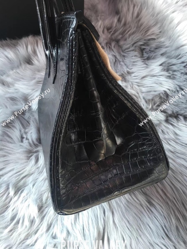 Hermes genuine 100% crocodile leather handmade birkin bag BK350 BLACK