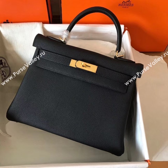 Hermes original Togo leather kelly bag KL320 black