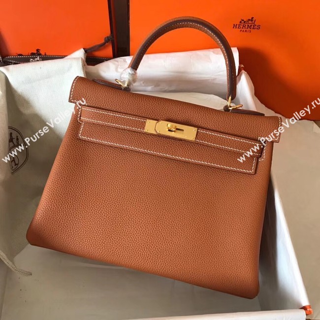 Hermes original Togo leather kelly bag KL320 brown