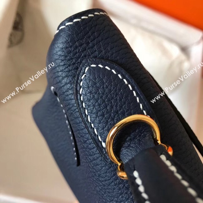 Hermes original Togo leather kelly bag KL320 dark blue