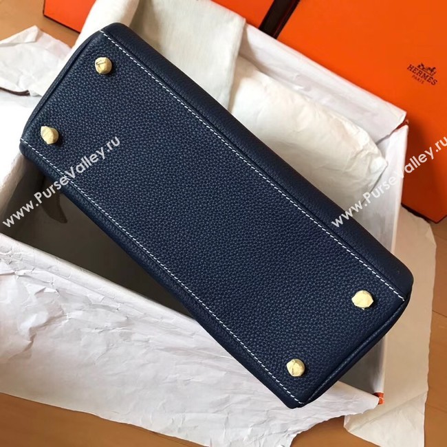 Hermes original Togo leather kelly bag KL320 dark blue