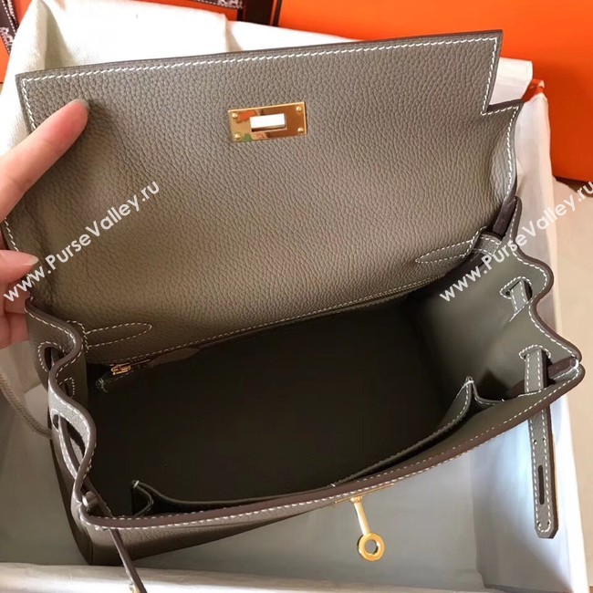 Hermes original Togo leather kelly bag KL320 dark grey