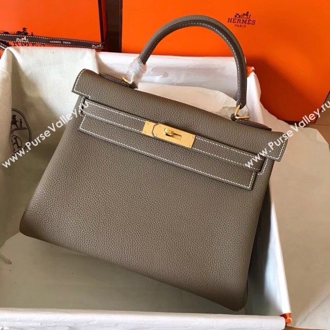 Hermes original Togo leather kelly bag KL320 dark grey