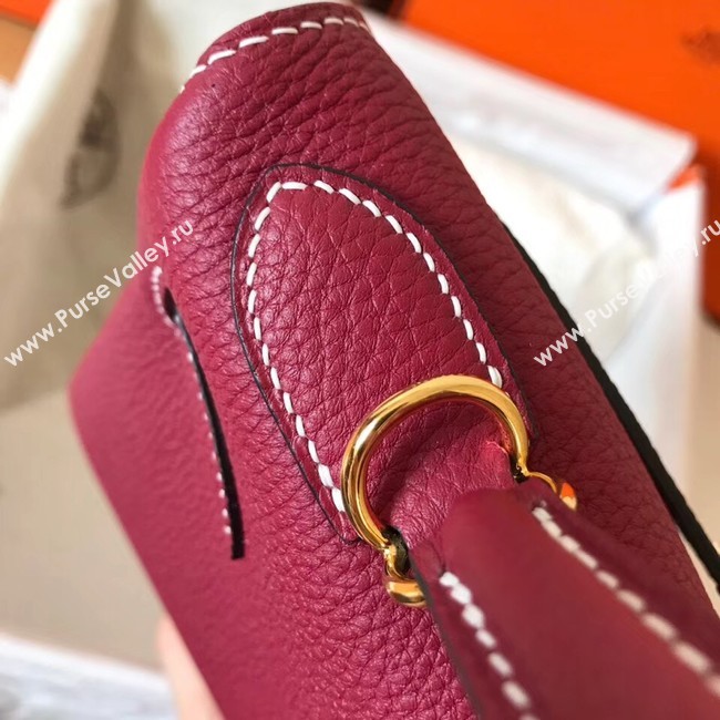 Hermes original Togo leather kelly bag KL320 fuchsia