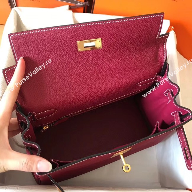 Hermes original Togo leather kelly bag KL320 fuchsia