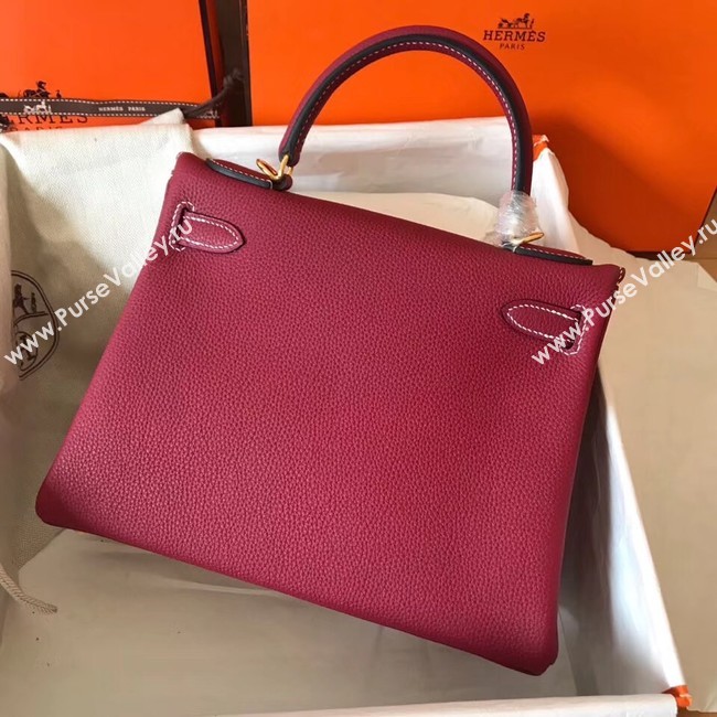 Hermes original Togo leather kelly bag KL320 fuchsia