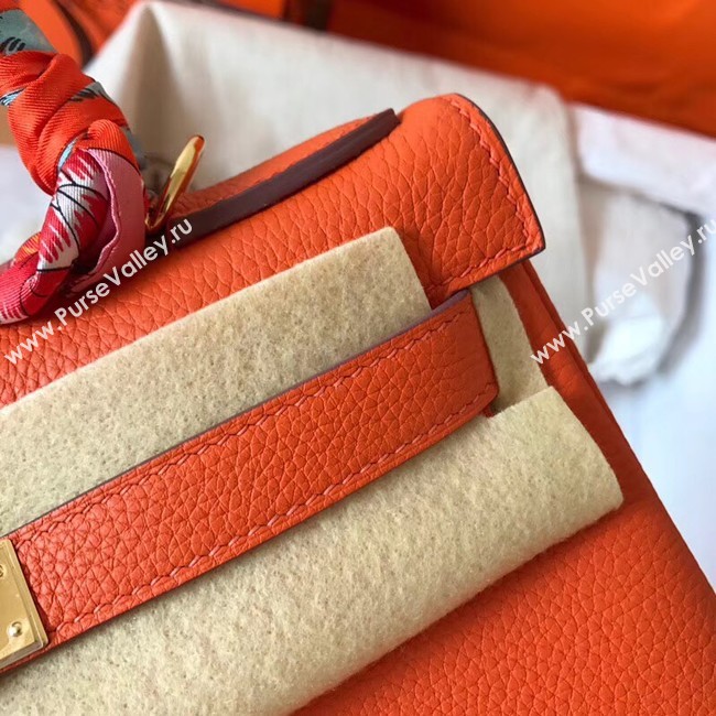 Hermes original Togo leather kelly bag KL320 orange