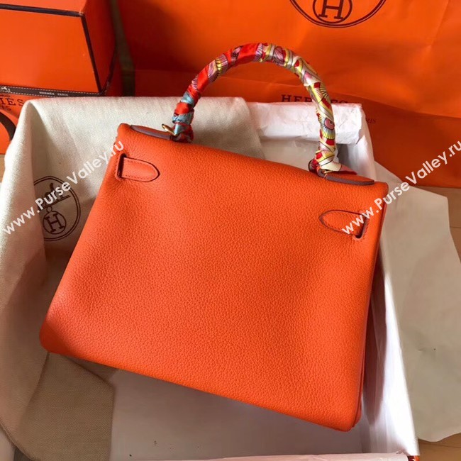 Hermes original Togo leather kelly bag KL320 orange