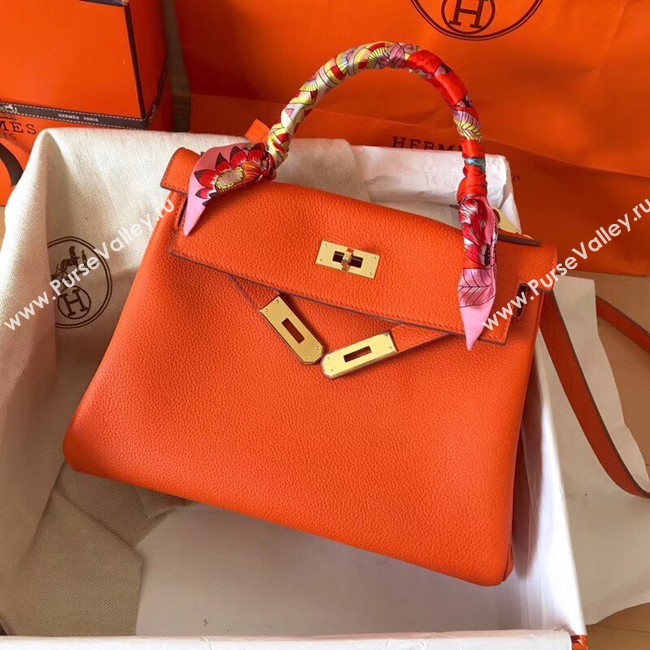 Hermes original Togo leather kelly bag KL320 orange