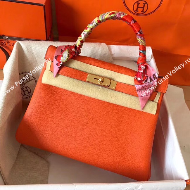 Hermes original Togo leather kelly bag KL320 orange