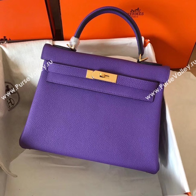Hermes original Togo leather kelly bag KL320 purple