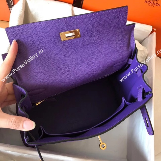 Hermes original Togo leather kelly bag KL320 purple