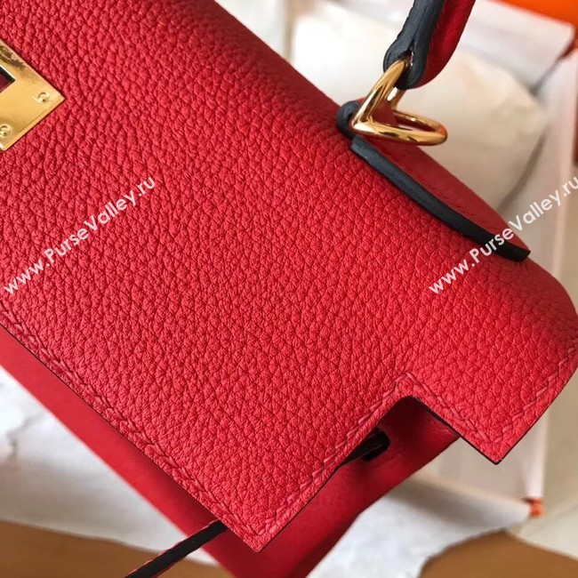 Hermes original Togo leather kelly bag KL320 red