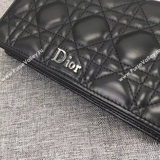 LADY DIOR CLUTCH IN BLACK CANNAGE LAMBSKIN S0204