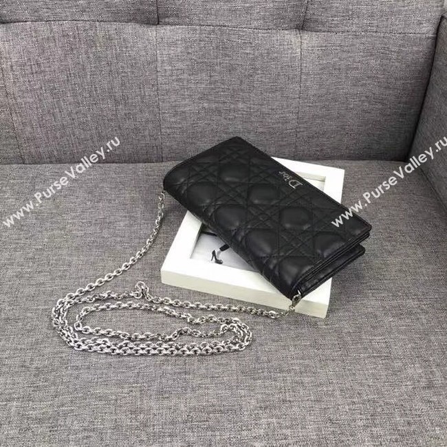 LADY DIOR CLUTCH IN BLACK CANNAGE LAMBSKIN S0204