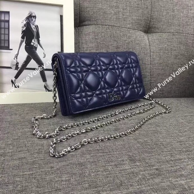 LADY DIOR CLUTCH IN BLUE CANNAGE LAMBSKIN S0204