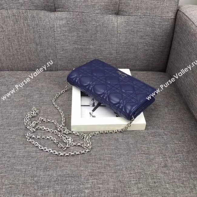 LADY DIOR CLUTCH IN BLUE CANNAGE LAMBSKIN S0204