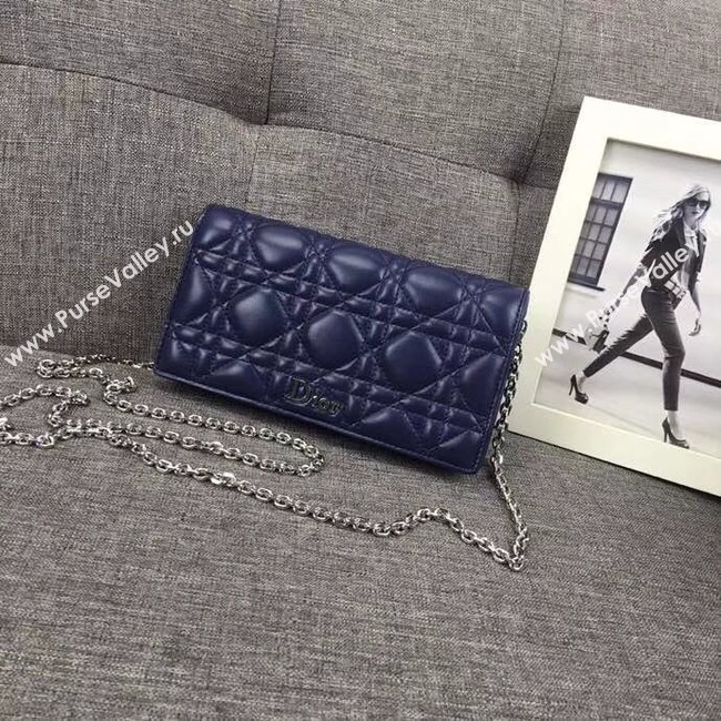 LADY DIOR CLUTCH IN BLUE CANNAGE LAMBSKIN S0204