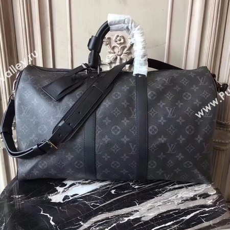 Louis Vuitton Monogram Eclipse Canvas KEEPALL 41418 LF Black