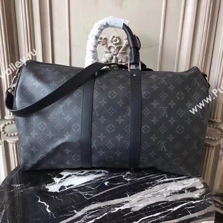 Louis Vuitton Monogram Eclipse Canvas KEEPALL 41418 LF Black