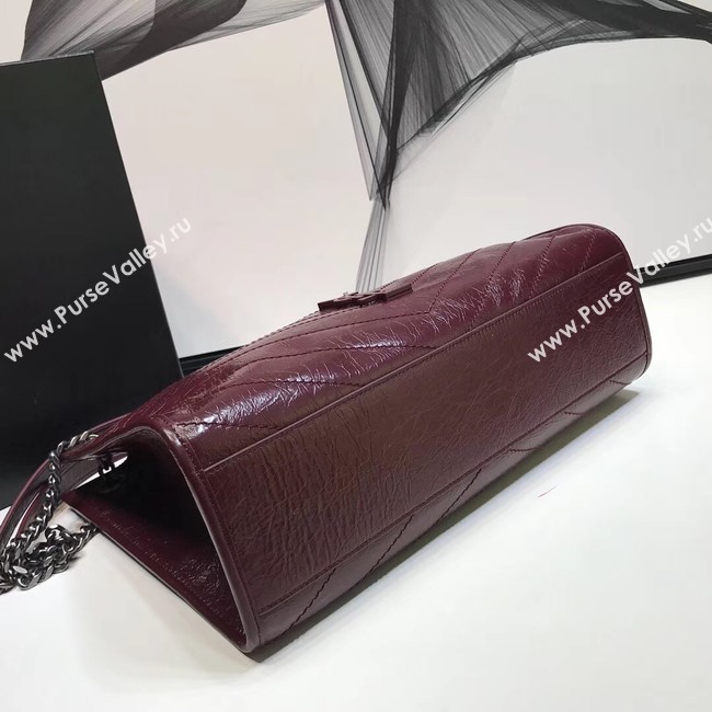 SAINT LAURENT Niki Medium leather shoulder bag 5814 Burgundy