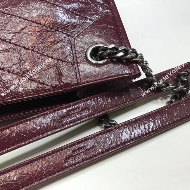 SAINT LAURENT Niki Medium leather shoulder bag 5814 Burgundy