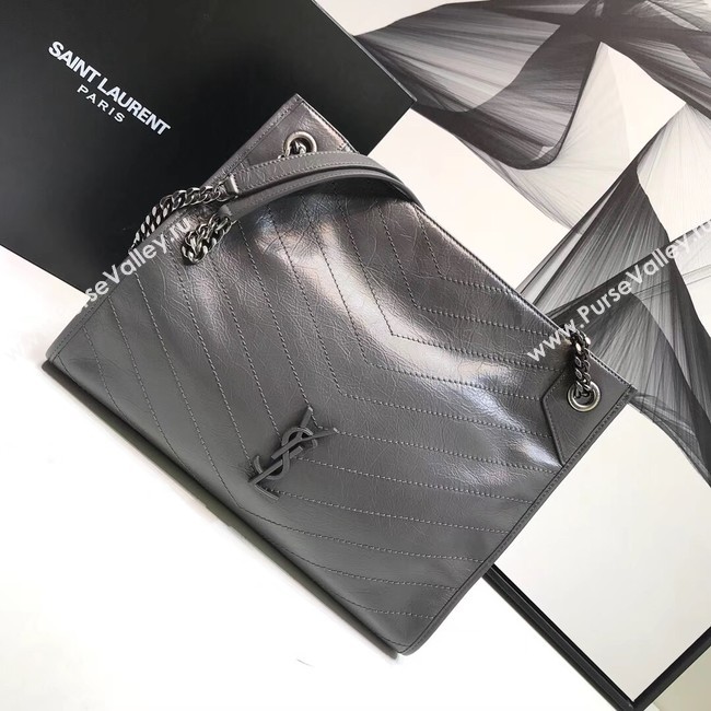 SAINT LAURENT Niki Medium leather shoulder bag 5814 grey