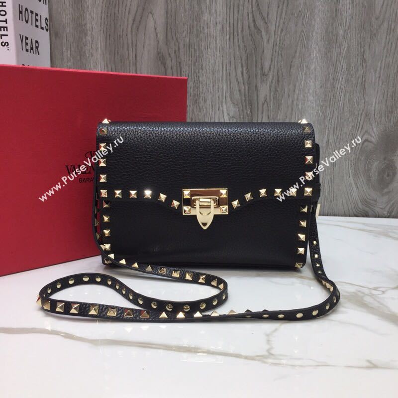 VALENTINO Rockstud leather cross-body bag 76357 black