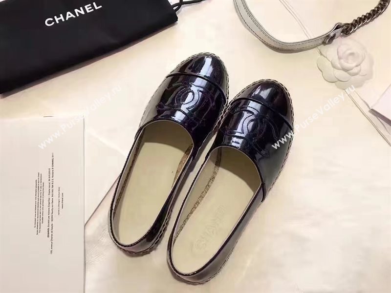 Chanel paint lambskin black flat shoes 3940
