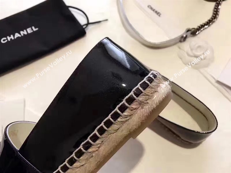 Chanel paint lambskin black flat shoes 3940