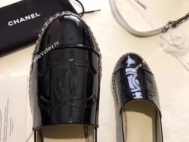 Chanel paint lambskin black flat shoes 3940