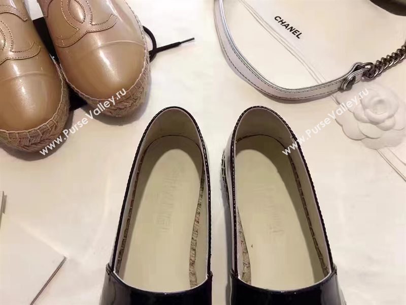 Chanel paint lambskin black flat shoes 3940