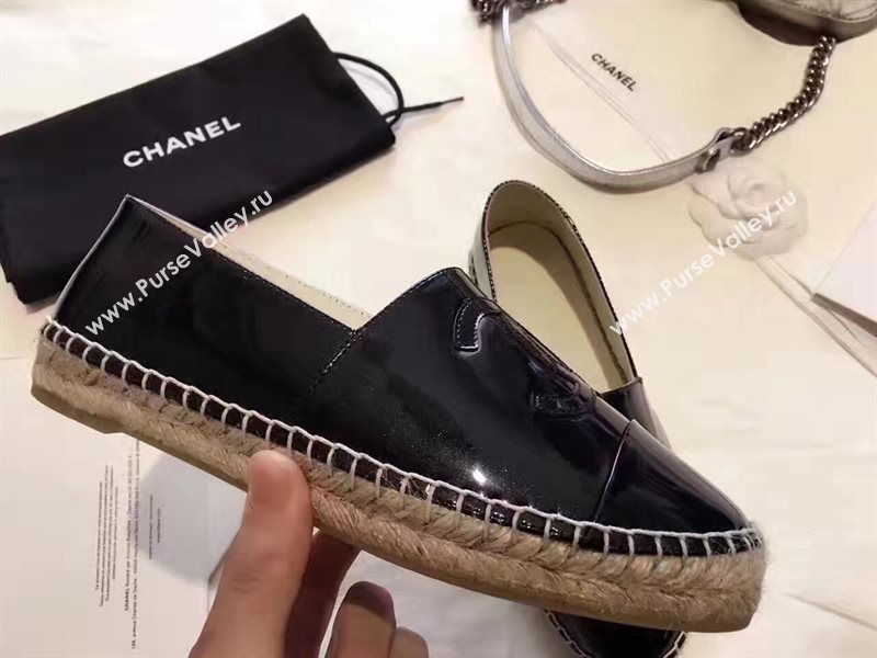 Chanel paint lambskin black flat shoes 3940