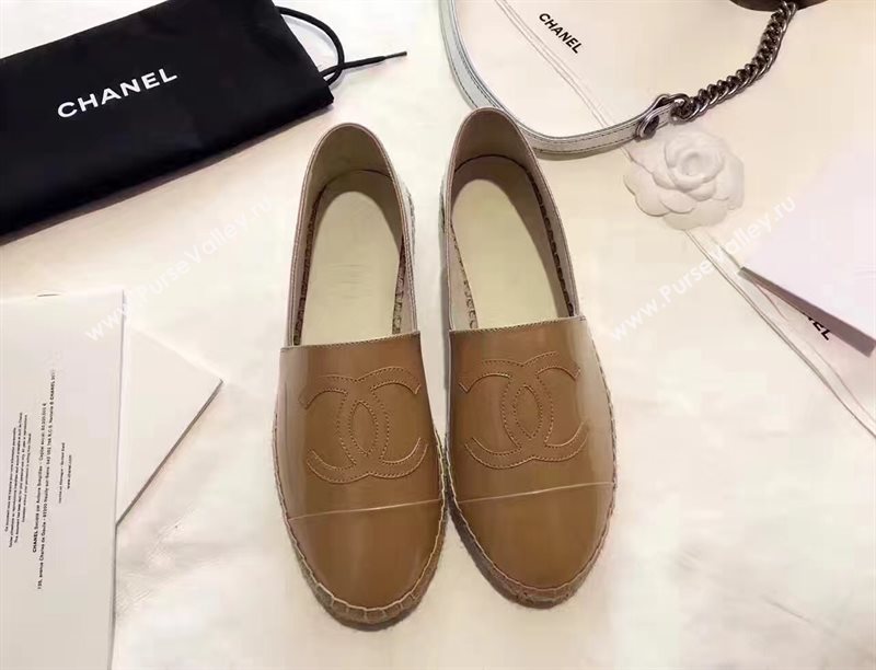 Chanel paint lambskin apricot flat shoes 3941